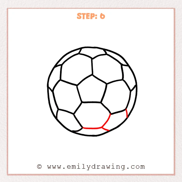 how to draw a soccer ball - Step 6